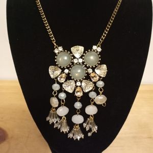 24' Vintage Statement Necklace pearl and diamond beads with gold accent.